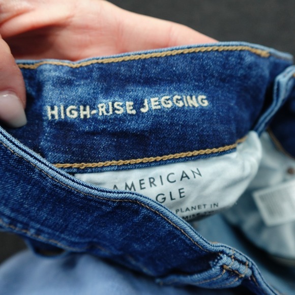 American Eagle High Rise Cargo Jegging Stretchy Women Zip Ankle 2 Short Blue - Picture 5 of 11
